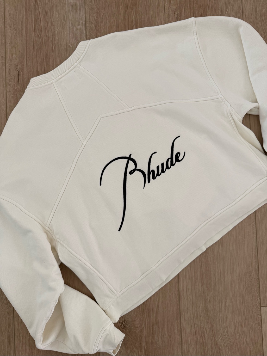 Rhude Logo Embroidered Sweatshirt 'Vintage White' Crewneck With Script Logo